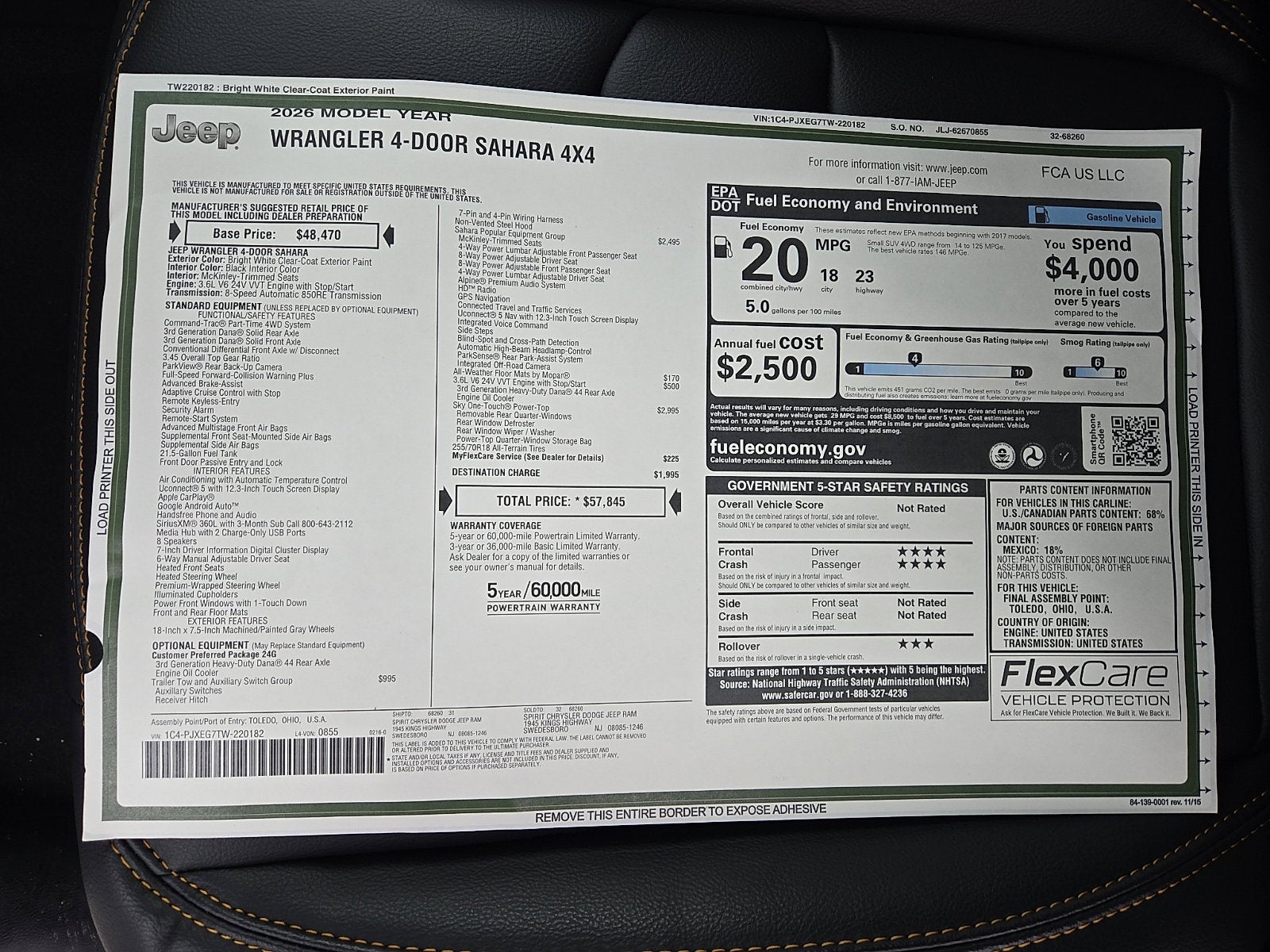 2026 Jeep Wrangler WRANGLER 4-DOOR SAHARA