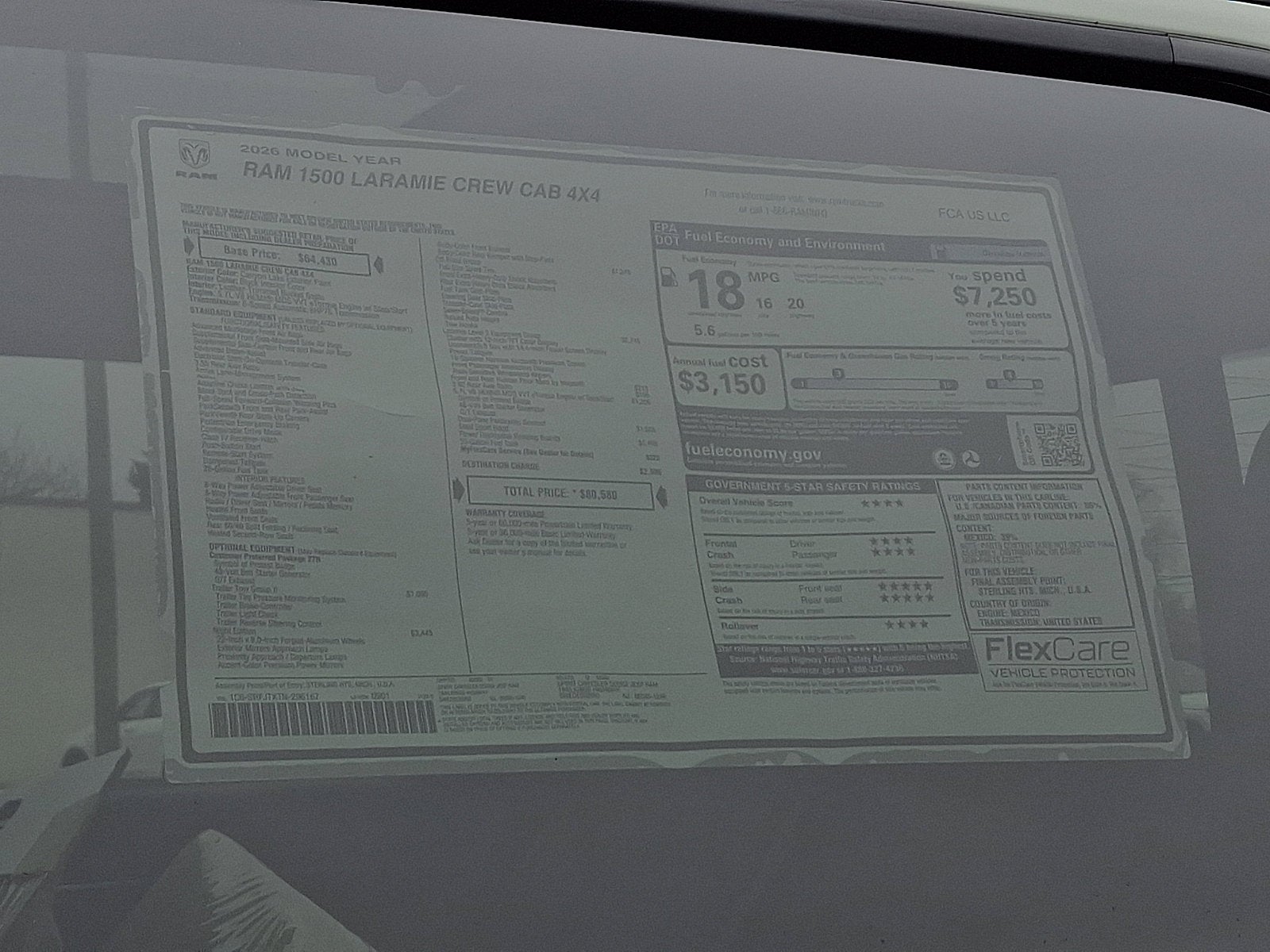 2026 RAM 1500 RAM 1500 LARAMIE CREW CAB 4X4 5'7' BOX