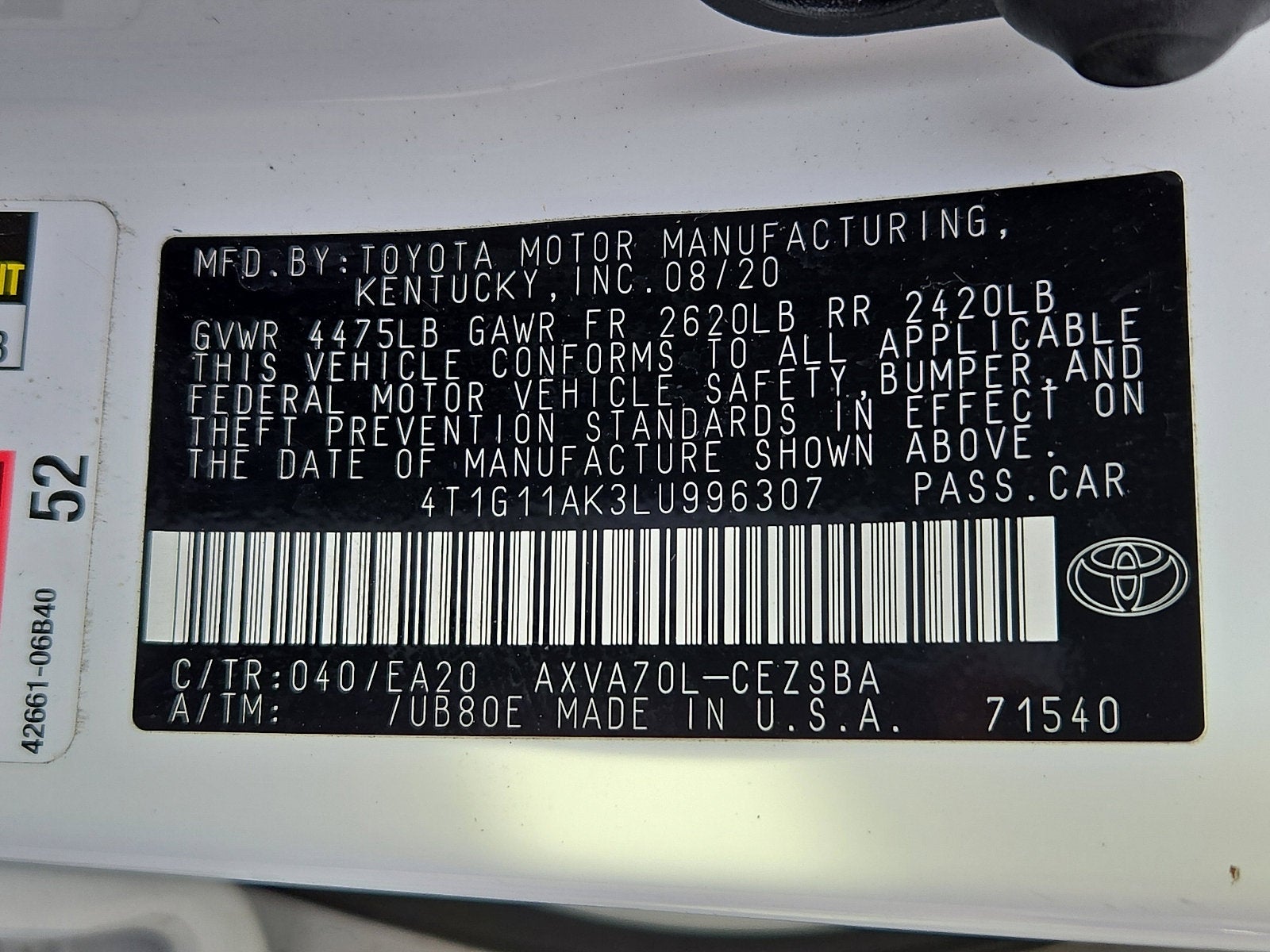 2020 Toyota Camry SE