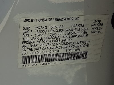2020 Acura MDX Standard